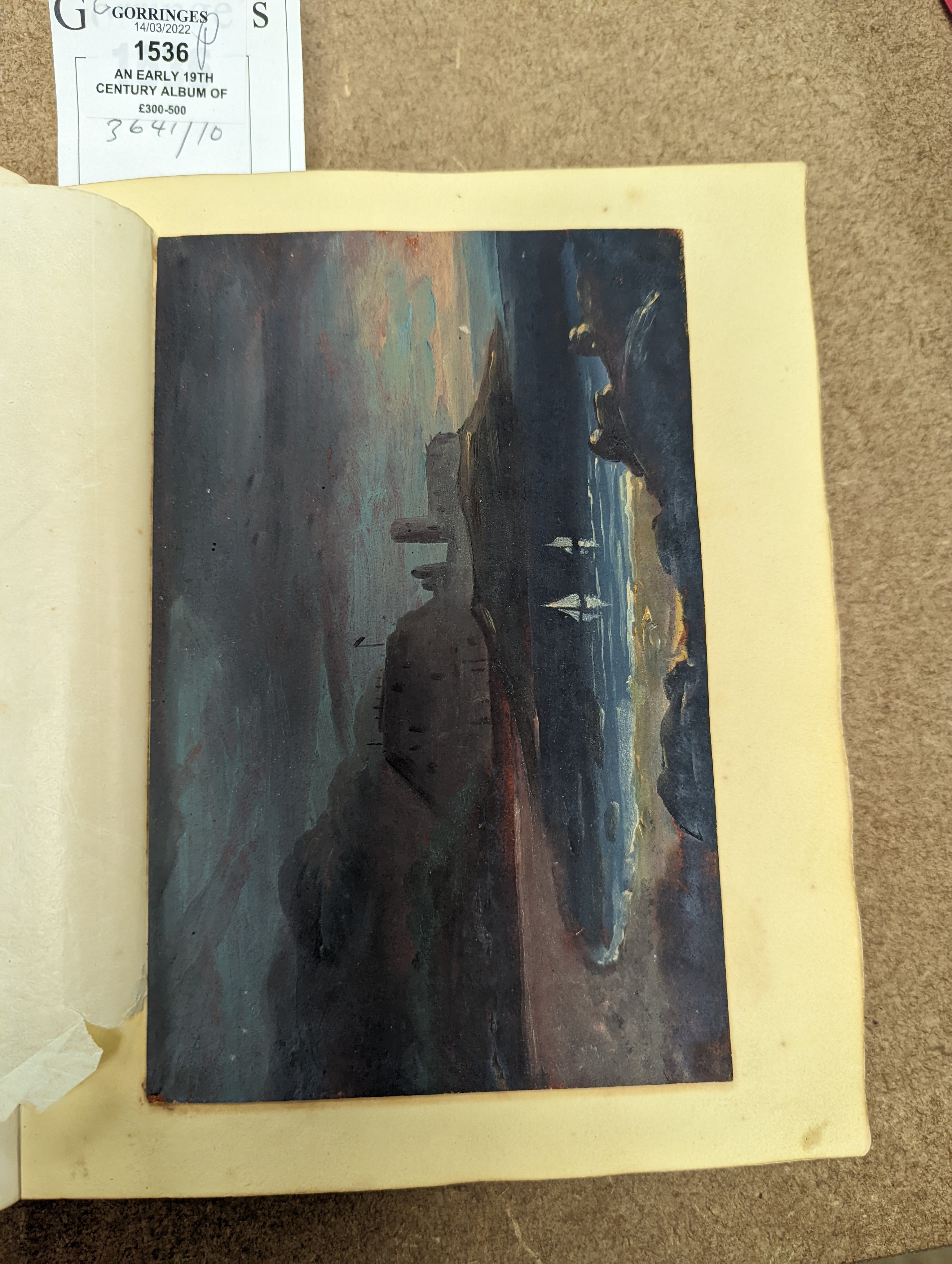 An early 19th century album of 152 watercolours, and pencil and ink drawings, including natural history still life subjects, land and seascapes and vignettes, many with accompanying verse and prose, by approximately 30 d